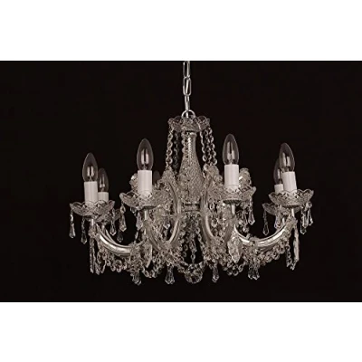Image of Marie Theresa Glass Chrome 8 Arm Chandelier