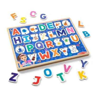Image of Melissa &amp; Doug Ms Rachel Wooden Phonics Alphabet Sound Puzzle, 24 Piece Toddler Toys for Boys and Girls Ages 2+ Years