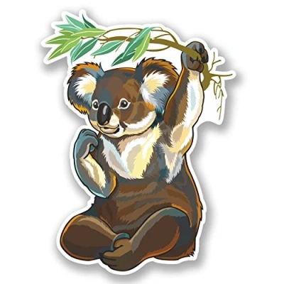 Image of 2 x Koala Bear Vinyl Sticker Decal Bike Laptop Travel Luggage Australia #4662 (7.4cm Wide 10cm Tall)