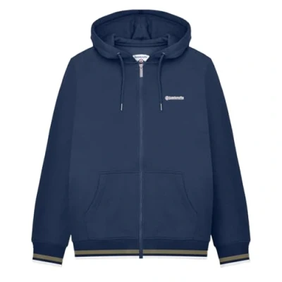 Image of Lambretta Mens Full Zip Twin Tipped Hooded Sweatshirt Hoodie Navy/Khaki 3XL