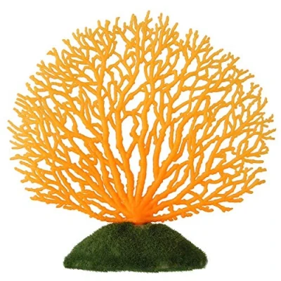 Image of Artificial Coral Ornament Strip Plant Glowing Effect Silicone Decoration for Fish Tank Aquarium Landscape(Orange)