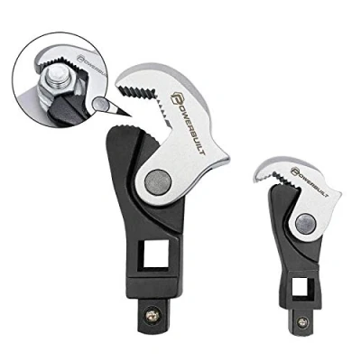 Image of Powerbuilt 2 Piece Spring Loaded Crowfoot Wrench Set, Adjustable, Auto Size, Universal, Self Adjusting, Power Grip , Rapid 240274