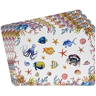 Image of The Leonardo Collection Set of 4 Colourful Sea Creatures Sealife Dining Table Place Mats