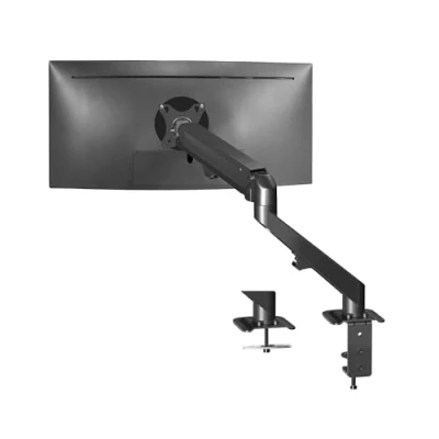 Image of VIVO Articulating Single 17 to 27 inch Pneumatic Spring Arm Clamp on Desk Mount Stand, Fits 1 Monitor Screen with Max VESA 100x100, Black, STAND V101O