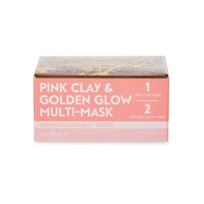 Image of Gift Pink Clay And Golden Glow Multi Mask Brightening Pores Refining Face Hydrating Radiance Enhancer 100ml
