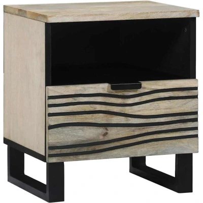 Image of vidaXL Bedside Tables with Drawer White and black 40 x 33 46 cm