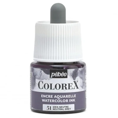 Image of Pébéo Colorex Ink 45 ml Neutral Grey Watercolour Velvety Rendering Multi Tool for All Media