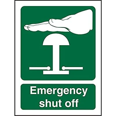 Image of Seco Emergency Shut Off Sign, 150mm x 200mm 1mm Semi Rigid Plastic