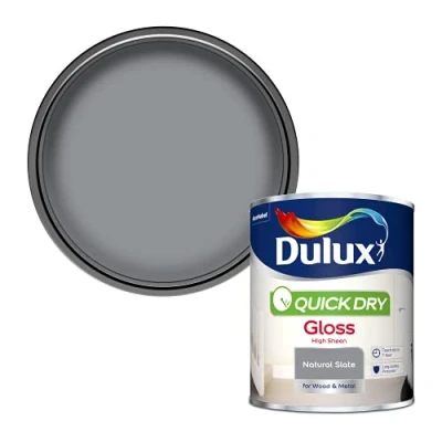 Image of Dulux 5358144 Quick Dry Gloss Paint Natural Slate 750ML