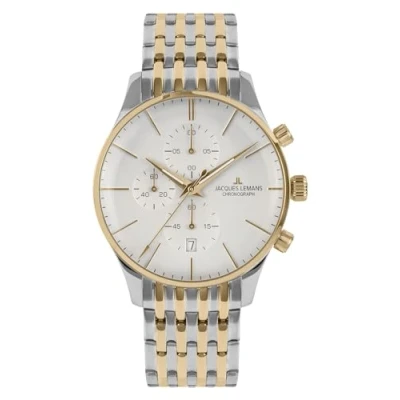 Image of JACQUES LEMANS Men&#039;s Chronograph London Two Tone Watch 1 2163J