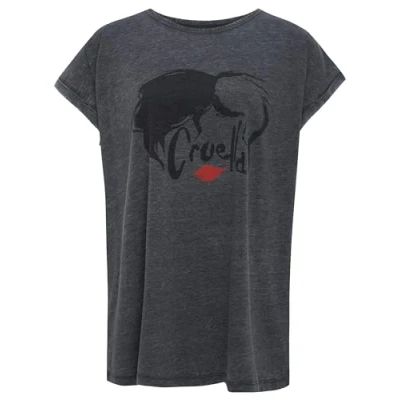 Image of Recovered Disney Cruella Devil Features Charcoal Boyfriend T Shirt M