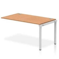 Image of Impulse Bench Single Row Ext Kit 1400 Silver Frame Desk Oak
