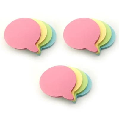 Image of Evergreen Goods 12 Pads Pastel Speech Bubbles Sticky Post Notes Removable Adhesive Assorted Colours (Pink, Yellow, Blue, Green) 100 Sheets Per Pad 76x76mm