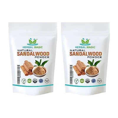 Image of Herbal Magic&#039;s Pure And Natural Sandalwood Powder, Chandan Face Mask,free from Additives &amp; Preservatives Premium Quality 50g(Pack Of 2)