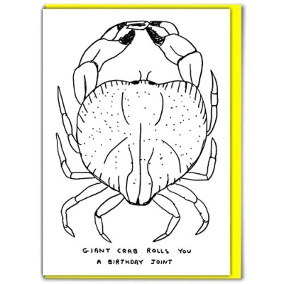 Image of Official David Shrigley Funny Happy Birthday Card &#039;Giant Crab&#039; Perfect for Friends Mates Him Her Boyfriend Girlfriend Partner Sold by Brainbox Candy