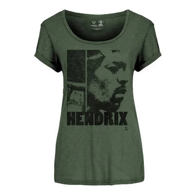 Image of Jimi Hendrix Ladies Tshirt S Let Me Live Green