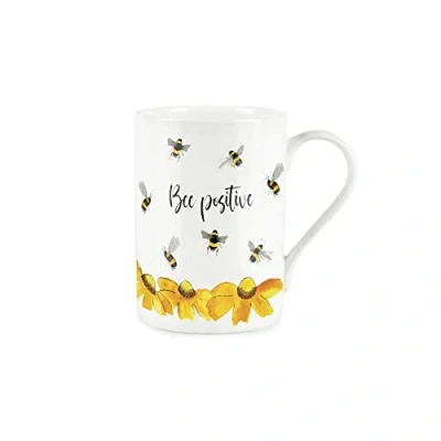 Image of Bee Positive Mug Bumble Gift Bone China White Coffee/Tea Present