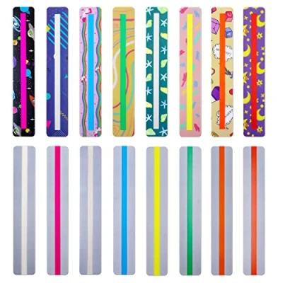 Image of 16 Piece Guided Reading Highlight Strips, Colored Overlays Bookmarks Help with Dyslexia, Trackers Ruler, ADHD Tools for Reading, Teens Adults, Student Teacher Supply (Colorful)