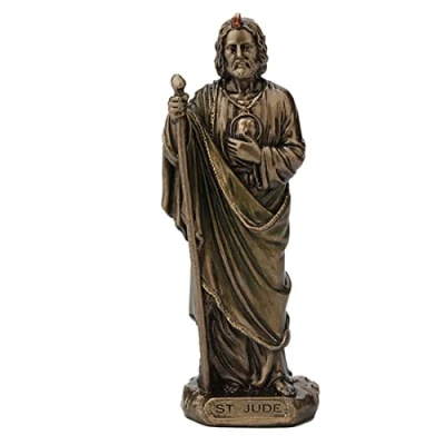 Image of Veronese Design 3 3/8&quot; Saint Jude The Apostle Resin Miniature Statue Hand Painted Bronze Finish