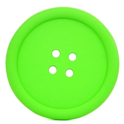Image of Accessotech Big Giant Silicone Button Coffee Tea Glass Cup Mug Coaster Beverage Holder Green