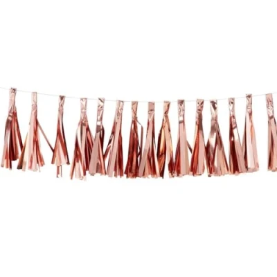 Image of Ginger Ray Rose Gold Foiled Tassel Garland Party Decoration 2 Meters, Pink