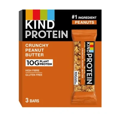 Image of KIND Protein Bars, Gluten Free Snack Crunchy Peanut Butter, High Fibre, Healthy Snack, Source of Protein, No Artificial Colours, Flavours or Preservatives, Multipack 3 x 42g