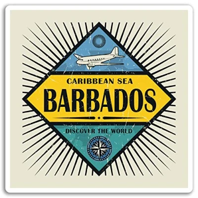 Image of 2 x 10cm Barbados Vinyl Stickers Holiday Travel Sticker Laptop Luggage #18103 (10cm Wide)