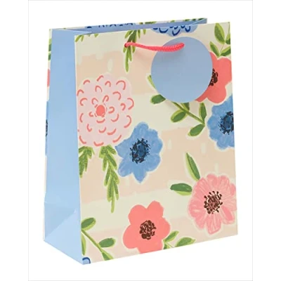Image of Pretty Artistic Floral Themed Medium Gift Bag with Tag Wrapping Essentials 689195