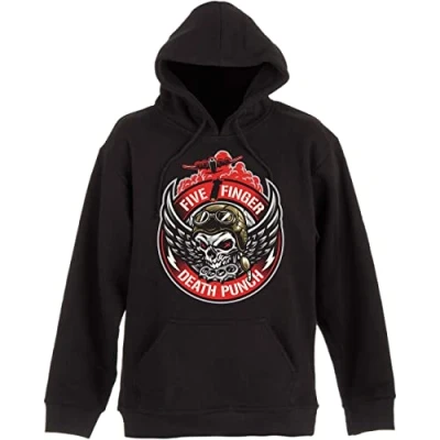 Image of Band Monkey Five Finger Death Punch Unisex Pullover Hoodie Bomber Patch Multicoloured