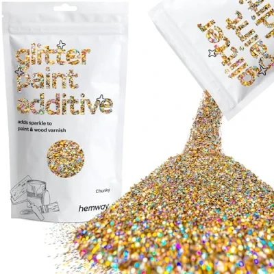 Image of Glitter Paint for Walls Gold Silver Holographic Additive Emulsion Latex Acrylic Sparkles Chunky Interior Painting 100g / 3.5oz