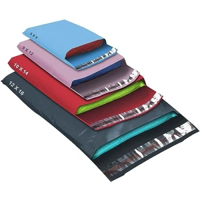Image of 50 Mixed Size Color Mailing Bags, Self Seal Strong Waterproof Poly Plastic Envelopes for Parcels, Packaging, Small, Medium, Large Mail, Shipping Courier Delivery Bags 4Sizes, Multi