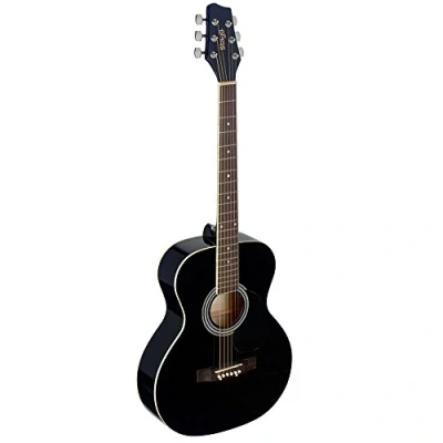 Image of Stagg SA20A BLK Auditorium Acoustic Guitar with Linden Top, Black, Full Size