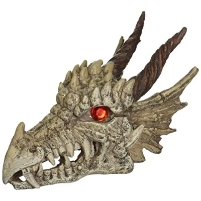 Image of Penn Plax Deco Replicas Dragon Skull Gazer Aquarium Decoration Safe for Freshwater and Saltwater Fish Tanks Large