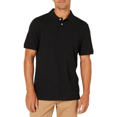 Image of Amazon Essentials Men&#039;s Slim Fit Cotton Pique Polo Shirt, Black, XL