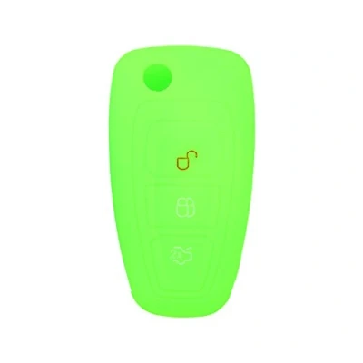 Image of BROVACS Silicone Cover Protector Case Holder Skin Jacket Compatible with FORD Focus 3 Button Flip Remote Key Fob CV9704 Light Green