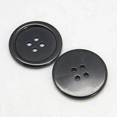 Image of 50 Black 18mm Round Ridge Resin 4 Hole Sewing Crafts Scrapbook Card Making Buttons (Black, 18mm)