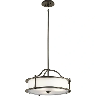 Image of Emory 3 Light Semi Flush Round Ceiling Pendant Pewter, E27
