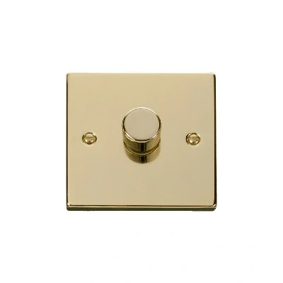 Image of Click Deco 1 Gang 2 Way 100W LED Dimmer Switch Polished Brass