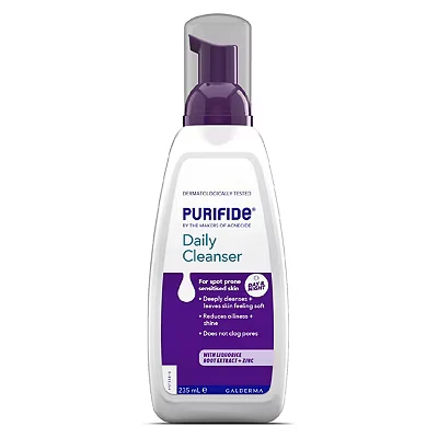 Image of Purifide by Acnecide Daily Cleanser Acne Face Wash For Spot Prone Skin &amp; Blemish Control, Women and Men, 235ml