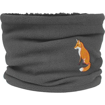 Image of TeddyTs Women&#039;s Embroidered Fox Fleece Snood Scarf (Slate Grey)