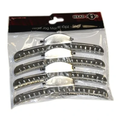 Image of Head Jog Marcel Wave Klipz, Set Of 4 Aluminium 12.5cm Professional Finger Clips For Vintage Styling. Strong &amp; Lightweight Hairdressing Sectioning Styling Vented Clips. (4 Pack)