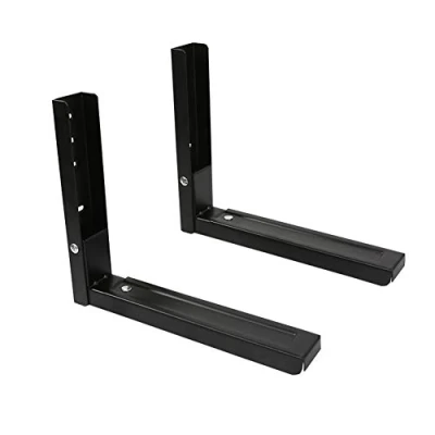 Image of Universal Microwave Wall mounting Bracket, 2 Pack of Foldable Kitchen Stretch Oven Stand Shelf Rack, Heavy Duty Holder for Grill/Coffee Machine, Max. Load 100 lb, Black