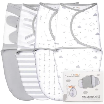 Image of Mama Cheetah Baby Swaddle Sack, Organic Blanket, Newborn Sleep Sacks, Adjustable Infant Wrap, Easy Swaddles for Boy Girl 0 3 Month, Essentials, Nursery Swaddling, 4 Pack