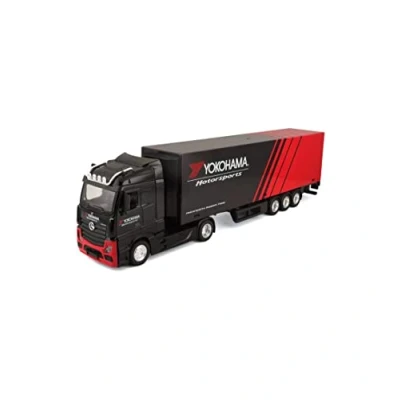 Image of Bburago B18 31460Y STREET FIRE HAULERS WITH TRAILER Die Cast Truck M B ACTROS GIGASPACE YOKOHAMA 1:43 Scale Collectible Toy Mercedes, Assorted Designs and Colours