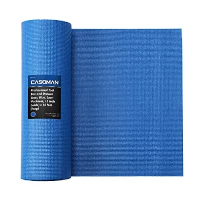 Image of CASOMAN Professional Grade High Grip Tool Box Liner, Drawer and Shelf Blue, 16 inch (Wide) x feet (Long), Adjustable Thick Cabinet Liners