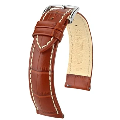 Image of Hirsch Modena 22mm Long Golden Brown Leather Watch Strap 10302870 2 22