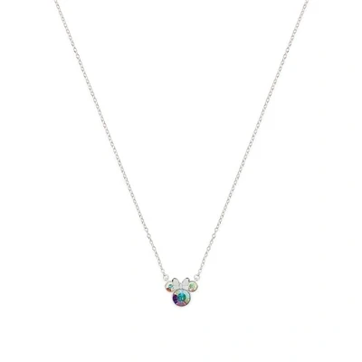 Image of Disney 100 Minnie Mouse Womens Silver Plated Sterling Necklace with Crystals