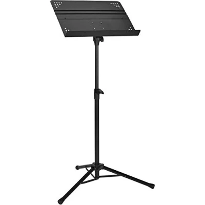 Image of Amazon Basics Professional Folding Orchestra Sheet Music Stand, Adjustable Height from 64 to 110.5 cm (25.2 43.5 inches), Standing and Sitting Uses, Tripod Base, Compact Transportable, Black