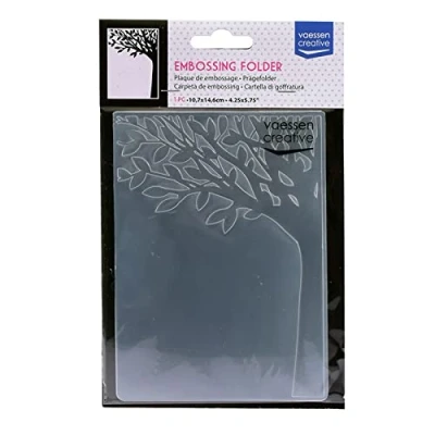 Image of Vaessen Creative Embossing Folder, Tree Trunk 5,7x4,25x0,19 inches, 1 Unit, for Birthday, Birth, Christmas Cards and Paper Crafts