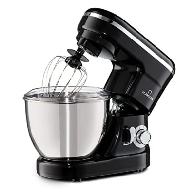 Image of Klarstein Bella Mini Food Processor kneading Machine with 1200 W Power in 6 Speed Levels, Stainless Steel Dough Mixer, Pulse Function, Planetary Mixing System, 3 attachments, Black